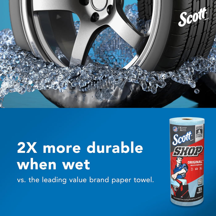 Scott® Shop Towels Original (75147), Blue, (55 Towels/Roll, 12 Rolls/Case, 660 Towels/Case)