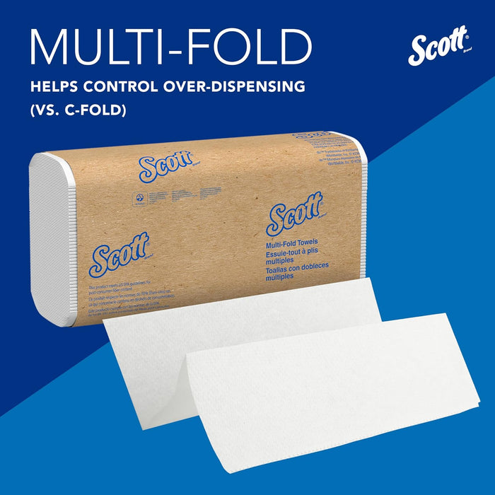 Scott Professional Universal Multifold Paper Towels, Bulk (03650), Absorbency Pockets, White, 9.2"x9.4" Towel, White, Compressed, Compact (250 Sheets/Pack, 12 Packs/Case, 3,000 Sheet Total)