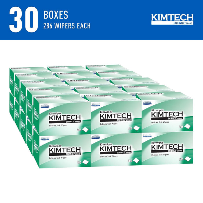 Kimtech Science™ Kimwipes® Delicate Task Wipes (34120), Pop-Up Box, White (286 Sheets/Box, 30 Boxes/Case, 8,580 Sheets/Case)