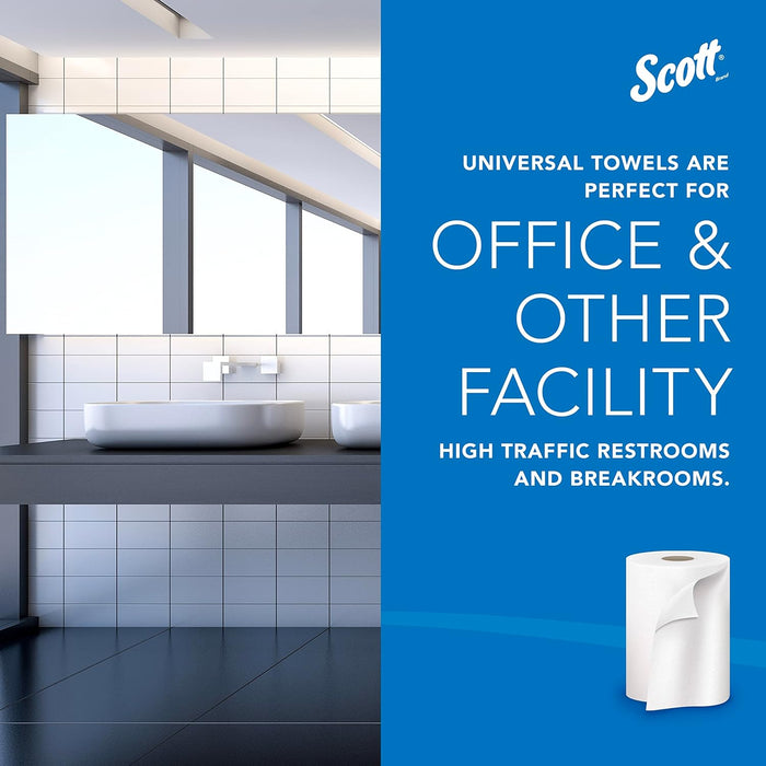 Scott Essential Universal High-Capacity Hard Roll Towels (01005), with Absorbency Pockets, 1.5" Core, White, (1,000'/Roll, 6 Rolls/Case, 6,000'/Case)