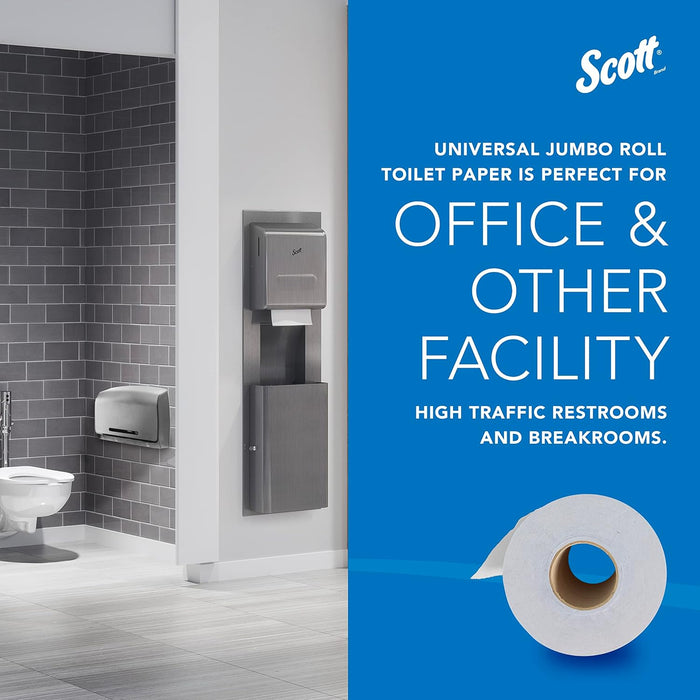 Scott Professional High-Capacity Jumbo Roll Toilet Paper, Bulk (07805), 2-Ply, White, Non-Perforated (12 Rolls at 1,000' Each, 12,000'/Case)