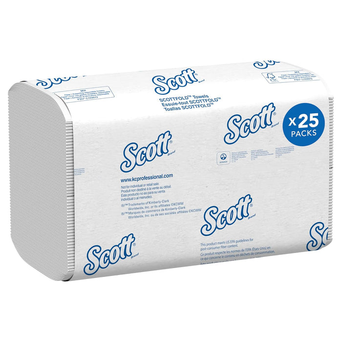 Scott® Pro™ Scottfold™ Multifold Paper Towels (01960), with Absorbency Pockets™, 7.8" x 12.4" Sheets, White, (175 Sheets/Pack, 25 Packs/Case, 4,375 Sheets/Case)