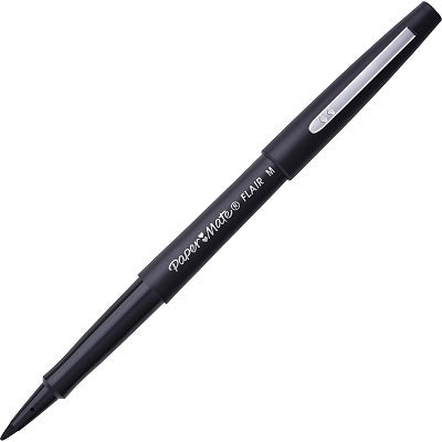 Marker-Paper Mate Flair, Felt Tip, Medium, Black 12/Bx
