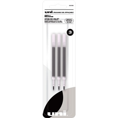 Pen Refill-Uni Erasable Gel, 0.7Mm Black 3/Pack