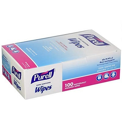 Hand Sanitizer-Purell Wipes, 100/Box