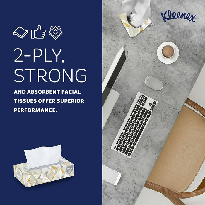 Kleenex Professional Facial Tissue (03076), 2-Ply, White, Flat Facial Tissue Boxes for Business, Convenience Case (125 Tissues/Box, 12 Boxes/Case, 1,500 Tissues/Case)