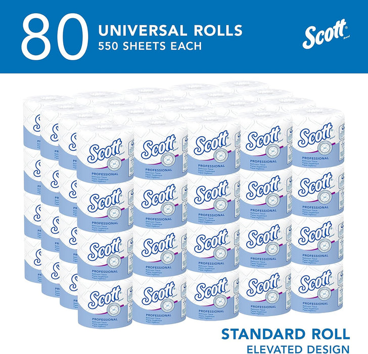 Scott Professional Standard Roll Toilet Paper, Bulk (04460), 2-Ply, Elevated Design, White, Individually Wrapped (80 Rolls of 550 Sheets, 44,000 Sheet Total)