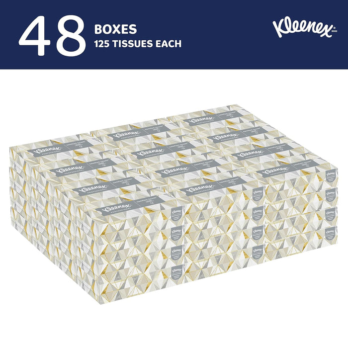 Kleenex Professional Facial Tissue (21606), 2-Ply, White, Flat Facial Tissue Boxes for Business (125 Tissues/Box, 48 Boxes/Case, 6,000 Tissues/Case)