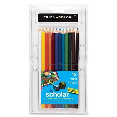 Pencils-Coloured, Prismacolor Scholar, 12-Colour  -Ps312