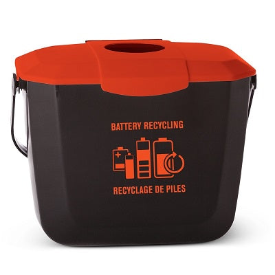 Recycling Bin-Battery Collection, 2 Gal, Black & Orange