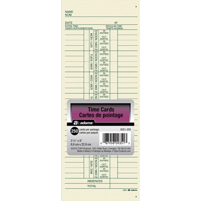 Time Cards-Weekly Bilingual 250/Pk