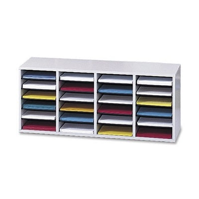Literature Organizer-Wood, 24 Compartment, Adjustable Grey
