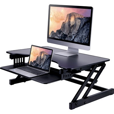 Sit Stand Workstation-Adjustable Riser, 32" Wide, Black