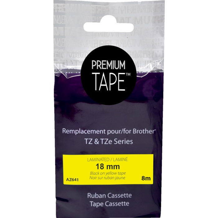 Tape-P-Touch Tz Compatible Laminated, 18Mm Black On Yellow