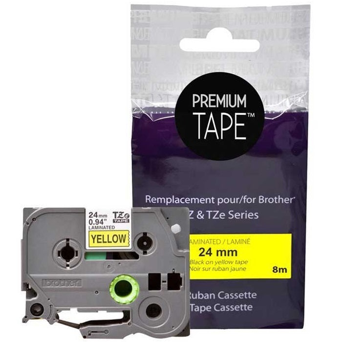 Tape-P-Touch Tz Compatible Laminated, 24Mm Black On Yellow