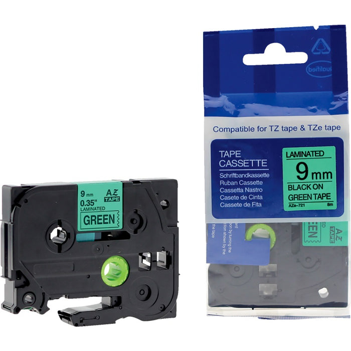 Tape-P-Touch Tz Compatible Laminated, 9Mm Black On Green
