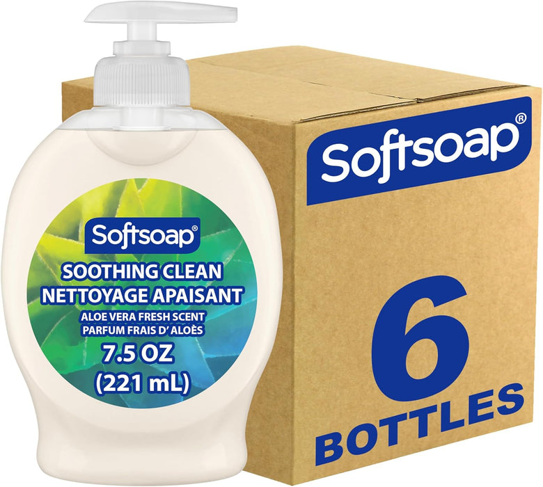 Softsoap Moisturizing Liquid Hand Soap Pump, Aloe Vera, 221 ml - Moisturising Hand Wash - Gentle Cleansing - Natural Hand Soap (Case Pack of 6)