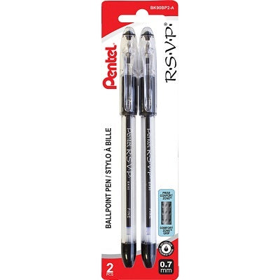 Pen-Stick, R.S.V.P. Ballpoint Fine, Black 2/Pk
