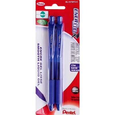 Pen-Retractable, Energel X Gel  Roller, 0.7Mm Blue 2/Pk