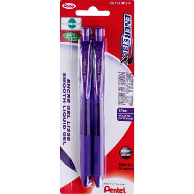 Pen-Retractable, Energel X Gel  Roller, 0.7Mm Violet 2/Pk