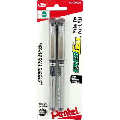 Pen-Roller, Energel Metal Tip 0.7Mm Black 2/Pk