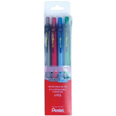 Pen-Retractable, Energel Metallic Barrel 0.7Mm 4 Colours