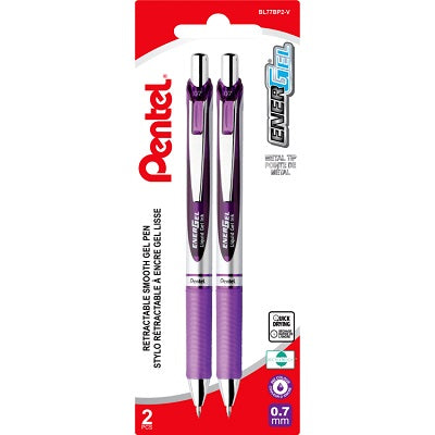 Pen-Retractable, Energel Gel Roller, 0.7Mm Violet 2/Pk