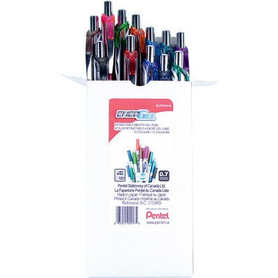 Pen-Retractable, Energel Gel Roller, 0.7Mm Assorted 12/Bx