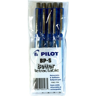 Pen-Retractable, Better Ballpoint, Fine Blue 5/Pk