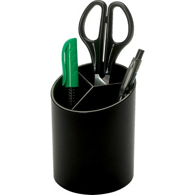 Pencil Cup-Business Source, Three Compartment, Black