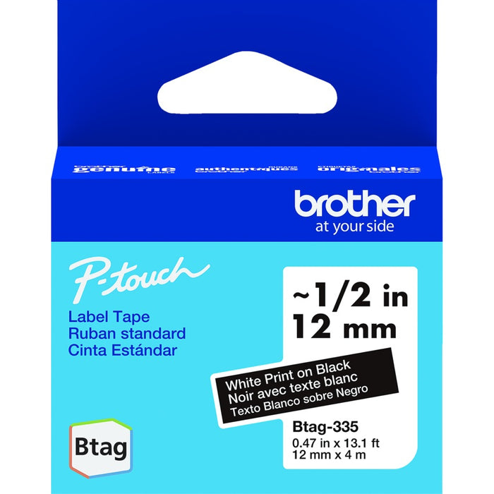 Tape-P-Touch Btag 12Mm X 4M White On Black