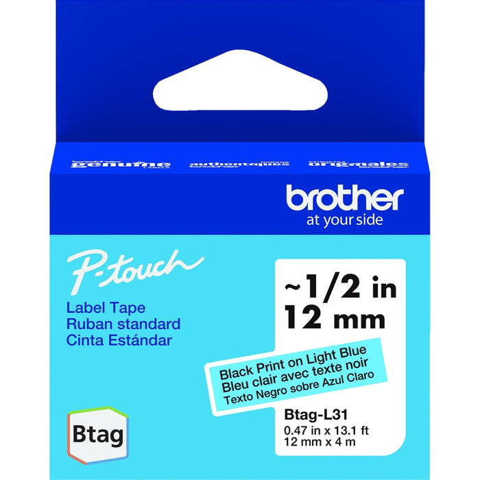 Tape-P-Touch Btag 12Mm X 4M Black On Light Blue