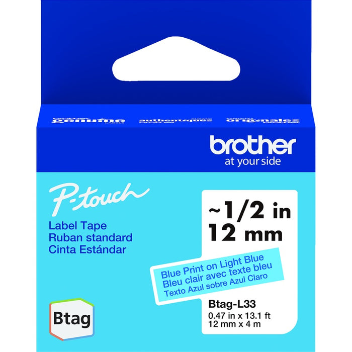 Tape-P-Touch Btag 12Mm X 4M Blue On Light Blue
