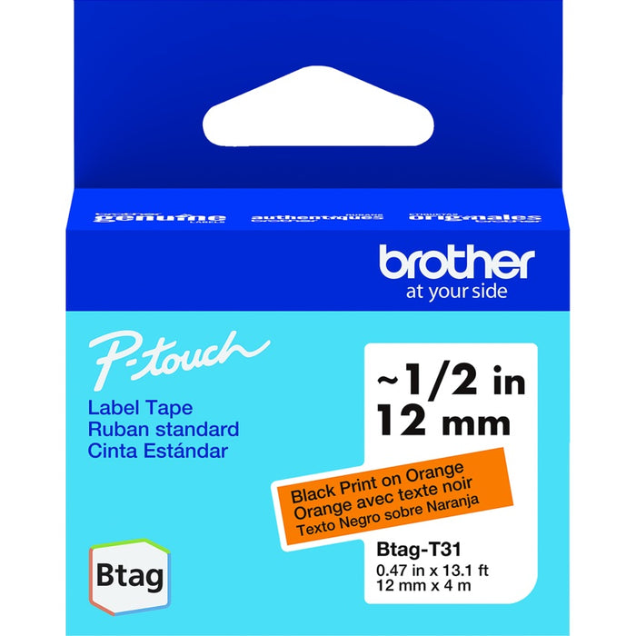 Tape-P-Touch Btag 12Mm X 4M Black On Orange