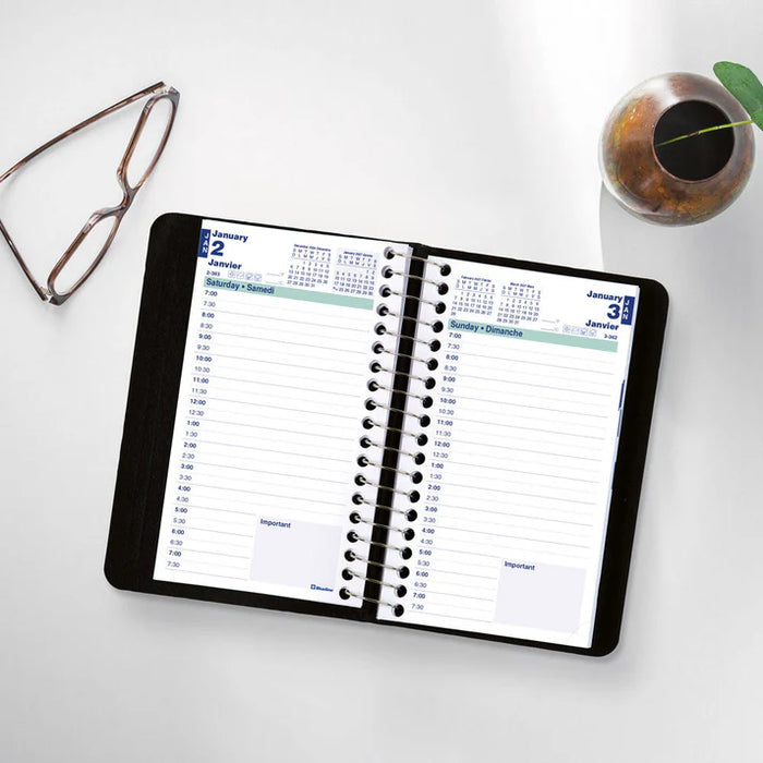 Planner-Daily, Wire 6X3-1/2 Black, Bilingual 2027 (C1501.81BT-27)