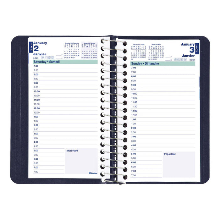 Planner-Daily, Wire 6X3-1/2 Blue, Bilingual 2027 (C1501.82BT-27)