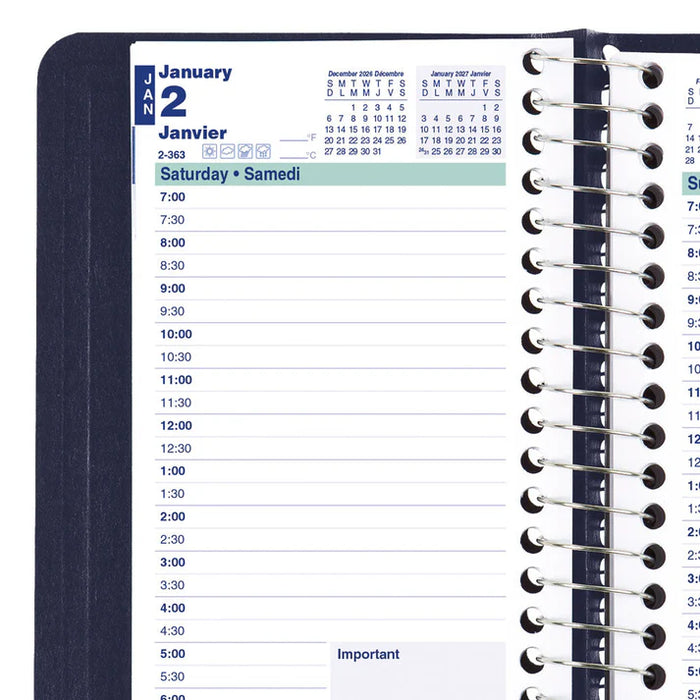 Planner-Daily, Wire 6X3-1/2 Blue, Bilingual 2027 (C1501.82BT-27)
