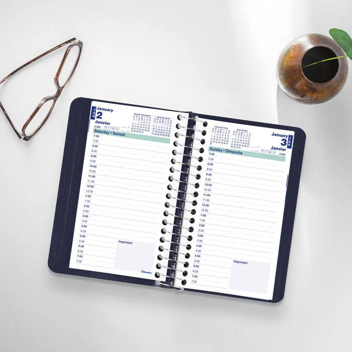 Planner-Daily, Wire 6X3-1/2 Blue, Bilingual 2027 (C1501.82BT-27)