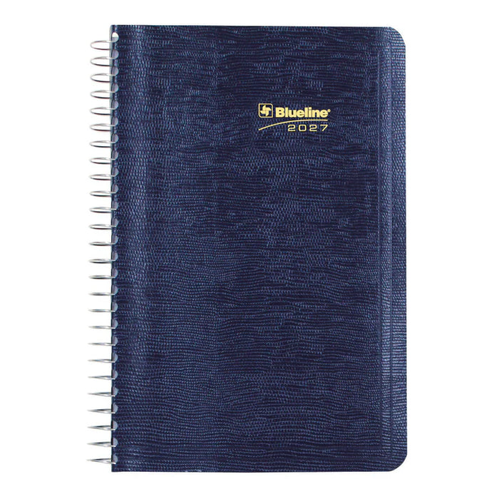 Blueline® 2027 Essential Daily Planner, Appointment Book, 12 Months, January to December, Spiral Binding, 8" x 5", Blue, Bilingual (C1504.82BT-27)