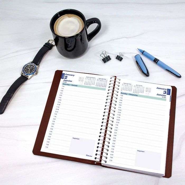 Planner-Daily, Wire 8X5 Burgundy, Bilingual 2027 (C1504.83BT-27)