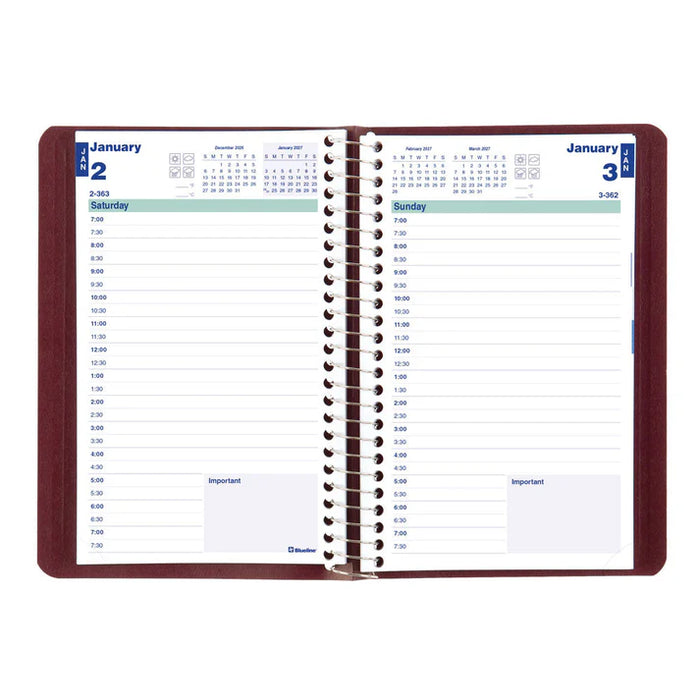 Planner-Daily, Wire 8X5 Burgundy, English 2027 (C1504.83T-27)