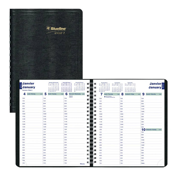 Planner-Weekly, Wire 8X6-1/2 Black, Bilingual  2027 (C1510.81BT-27)