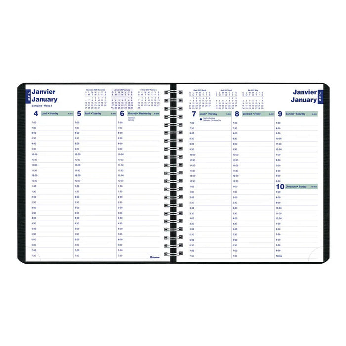 Planner-Weekly, Wire 8X6-1/2 Black, Bilingual  2027 (C1510.81BT-27)