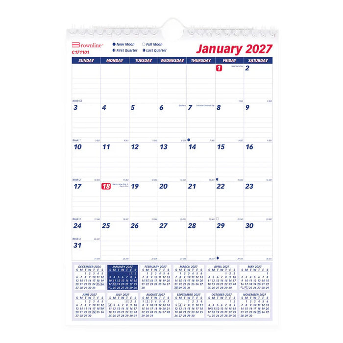 Calendar-Wall, Monthly Wire 8X11 English  2027 (C171101-27)