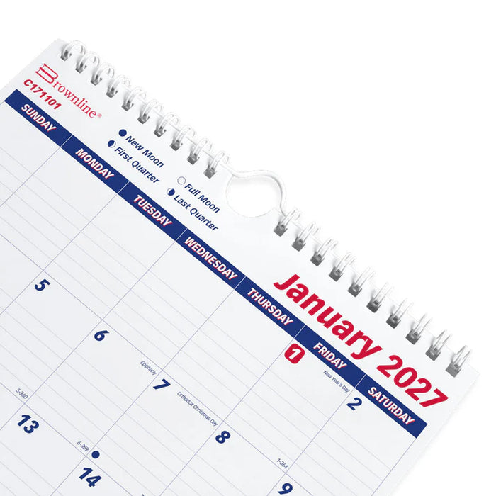 Calendar-Wall, Monthly Wire 8X11 English  2027 (C171101-27)