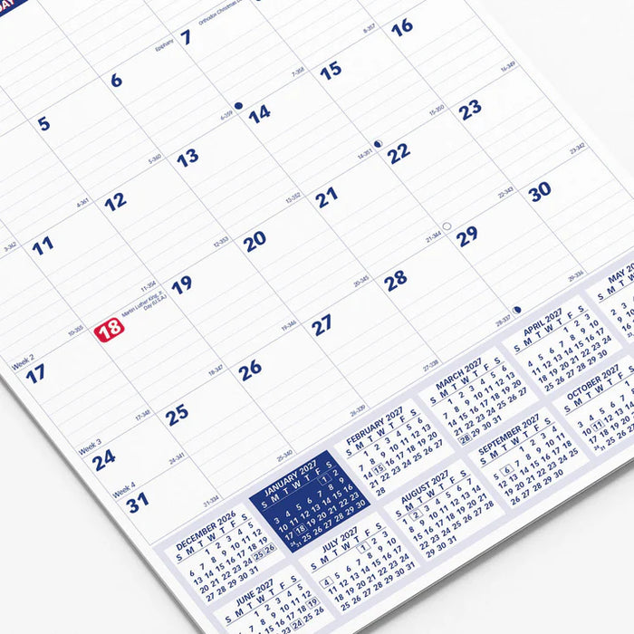 Calendar-Wall, Monthly Wire 8X11 English  2027 (C171101-27)