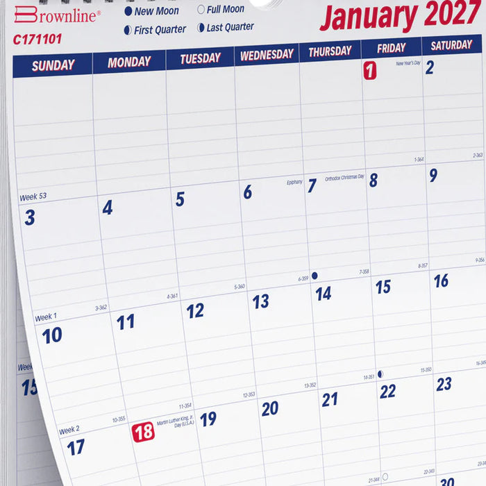 Calendar-Wall, Monthly Wire 8X11 English  2027 (C171101-27)