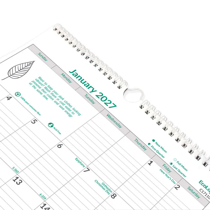 Calendar-Wall Monthly 12X17 Ecologix English 2027 (C171103-27)