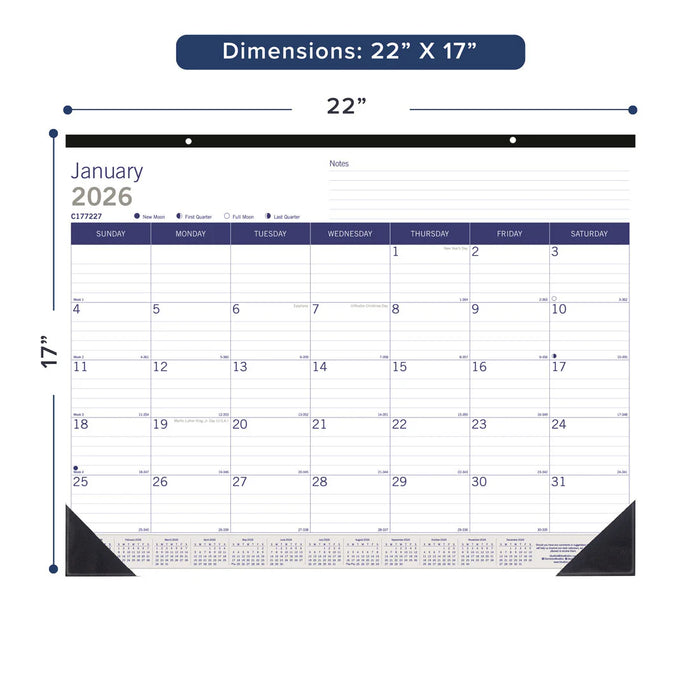 Calendar Pad-Desk, Monthly Duraglobe 22X17 English 2026