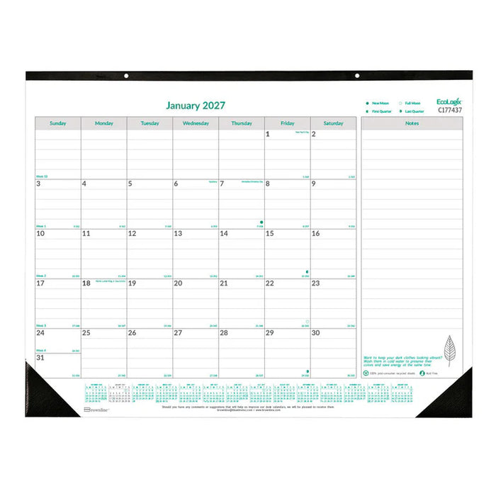 Monthly Desk Pad Calendar, EcoLogix®, English, 2027 (C177437-27)